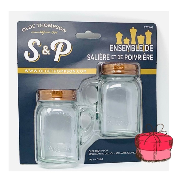 NWT Olde Thompson 3771-G Mason Jar Salt & Pepper Shaker Set - Picture 2 of 2